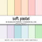 Solid Digital Paper Soft Pastel Rainbow | Spring Color Palette | Pink, Purple, Aqua, Yellow, Green | Commercial Use