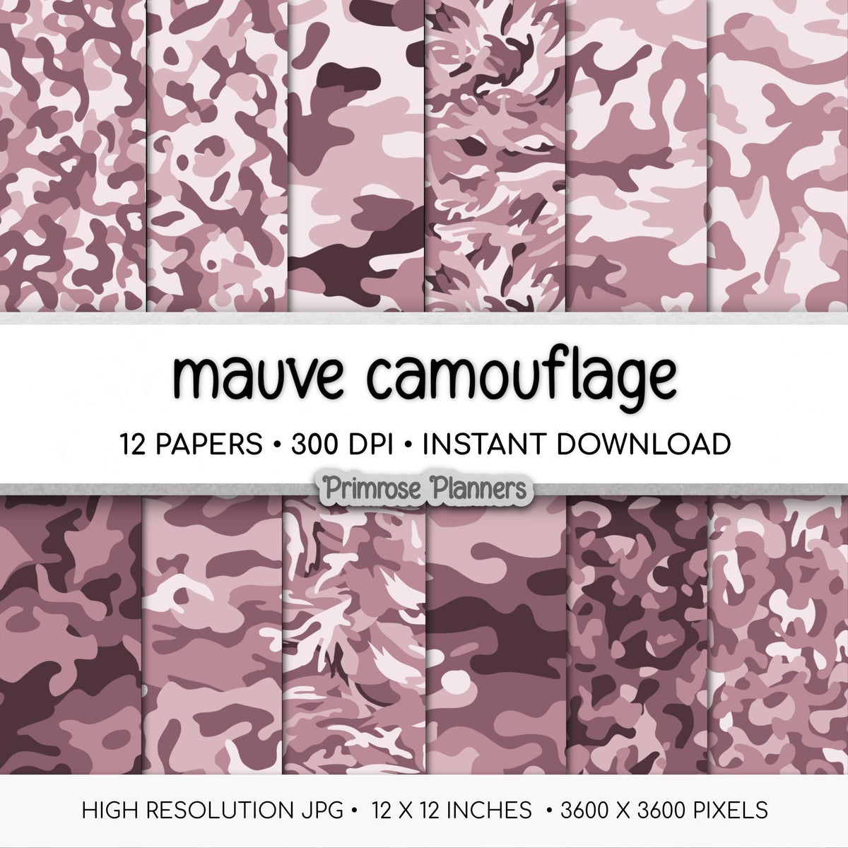Mauve Camouflage Digital Paper, Rose Pink Scrapbook Backgrounds (Instant Download)