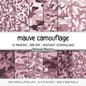 Mauve Camouflage Digital Paper, Rose Pink Scrapbook Backgrounds (Instant Download)