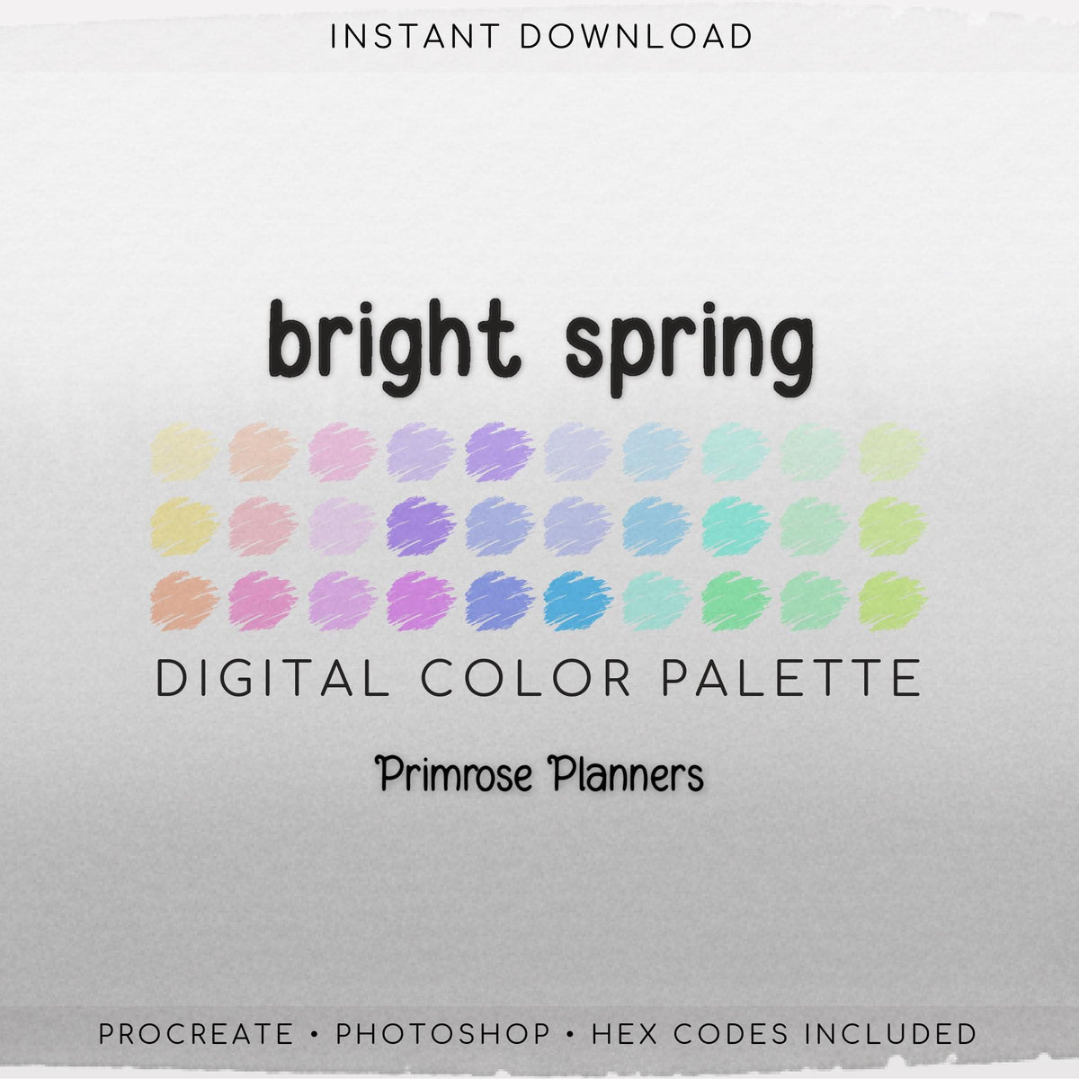 Bright Spring Procreate Palette & Photoshop Swatches, Vivid Rainbow Colors, Easter Pastel Aesthetic, Hex Codes, Digital Art Tool