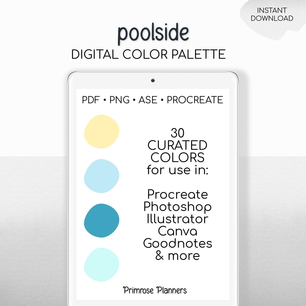 Poolside Digital Color Palette - Color Chart | Goodnotes Tool | iPad Procreate | Digital Download | Summer Color Palette | HEX Codes