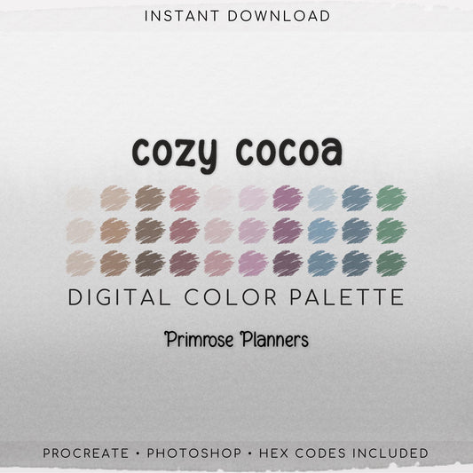 Procreate Palette & Photoshop Swatches, Moody Cocoa Brown Navy Maroon Green, Dark Jewel Tones, Hex Codes, Digital Art Tool