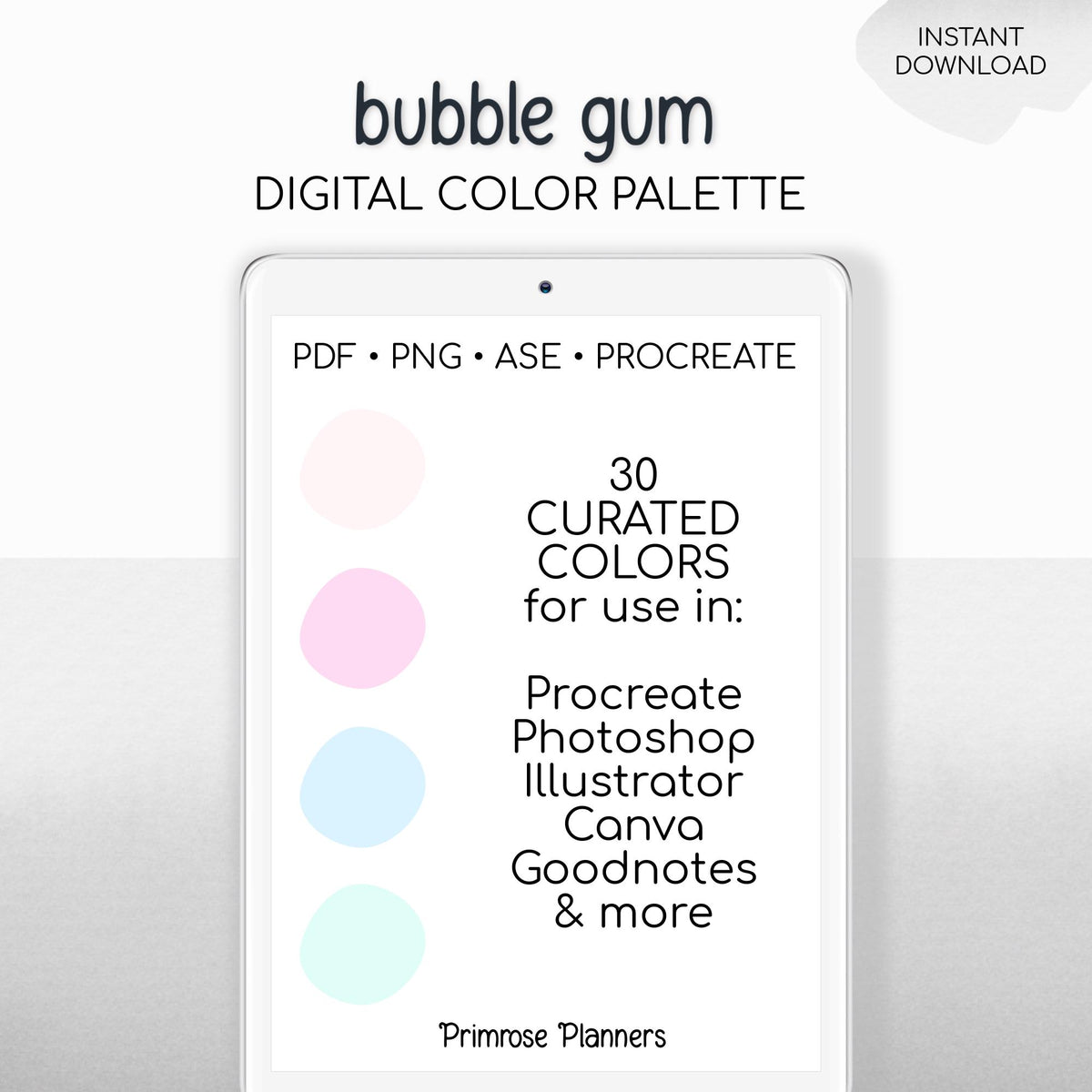 Bubble Gum Digital Color Palette - Color Chart | Goodnotes Tool | iPad Procreate | Digital Download | Pastel Color Palette | HEX Codes