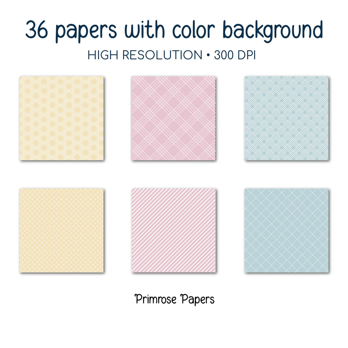 Pastel Spring Digital Paper Bundle | Whimsical Floral, Soft Geometric | Buttercup, Blush Peony, Duck Egg | Easter Scrapbook