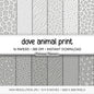 Dove Gray Animal Print Digital Paper Pack, Neutral Leopard Cheetah Zebra (Digital Download)