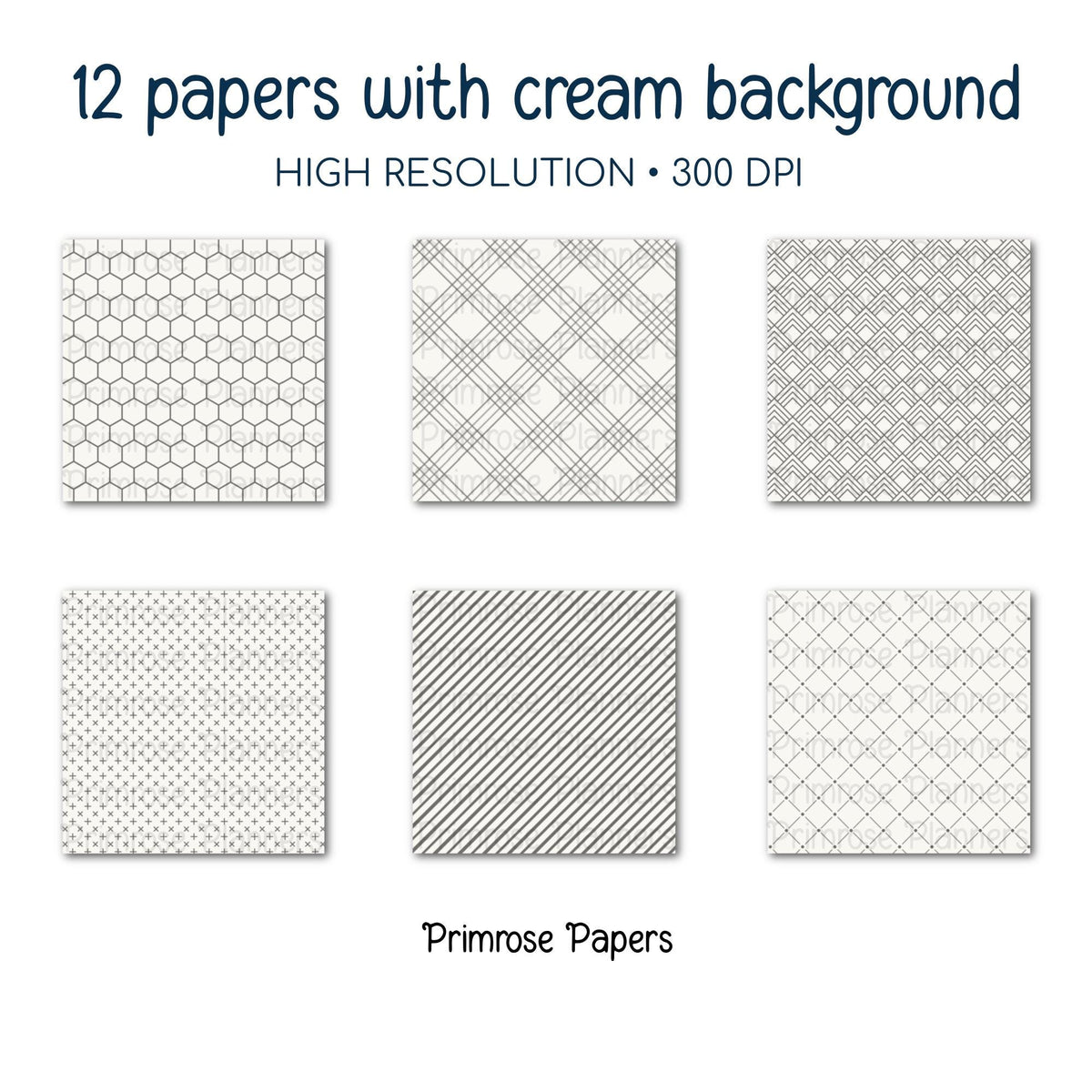 Charcoal Grey Digital Paper | Minimal Floral, Geometric Patterns | Ash, Cream | Modern Farmhouse Scrapbook Backgrounds