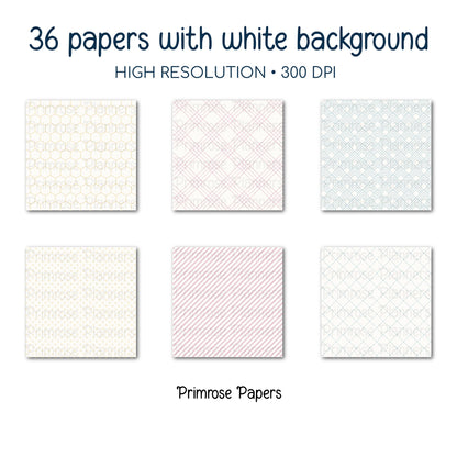 Pastel Spring Digital Paper Bundle | Whimsical Floral, Soft Geometric | Buttercup, Blush Peony, Duck Egg | Easter Scrapbook