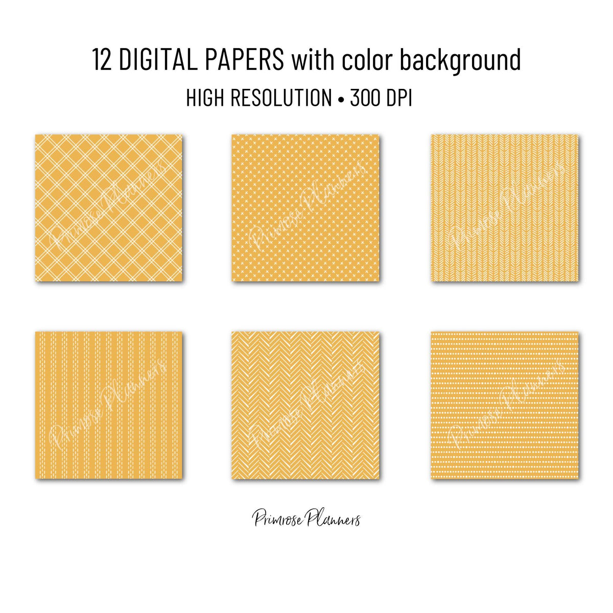 Boho Gold Digital Paper | Minimalist Mustard Yellow & White Patterns | Abstract Organic Shapes | Modern Printable Scrapbook Backgrounds