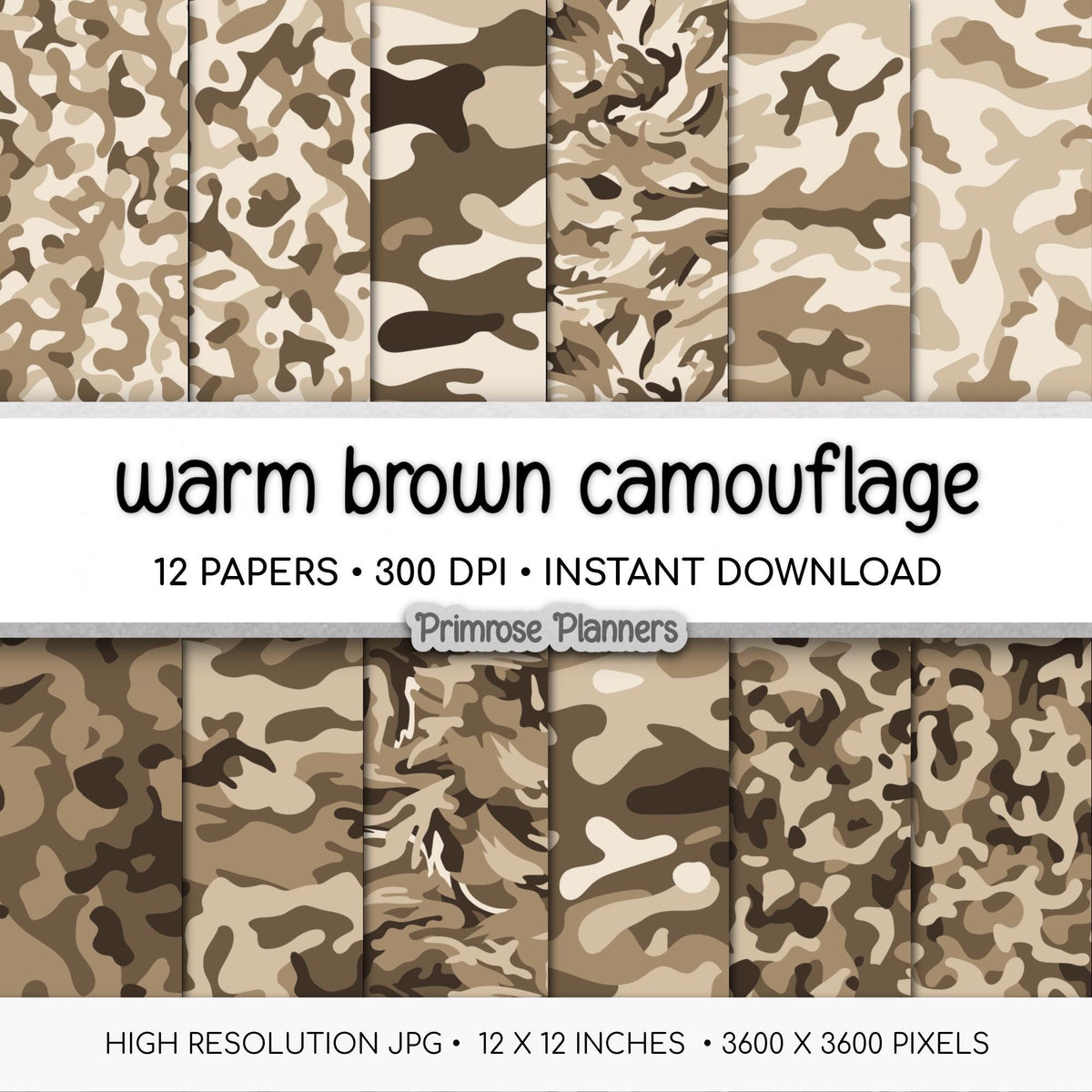 Warm Brown Camouflage Digital Paper, Rustic Western Scrapbook Background (Instant Download)