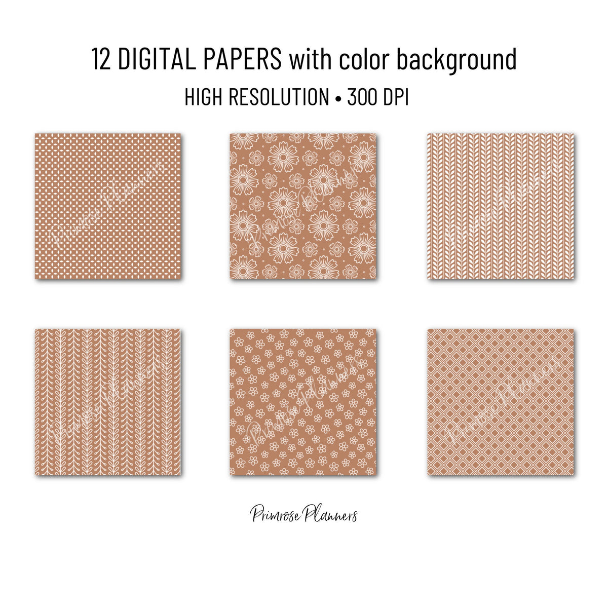 Latte and White Digital Paper, Minimalist Boho Patterns, Creamy Tan Scrapbooking, Coffee Aesthetic Planner Print