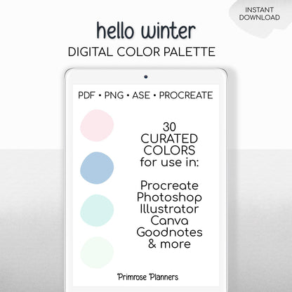 Procreate Color Palette Pastel Cool Tones | Winter Pink Blue Teal Green | Icy Frosty iPad Swatches