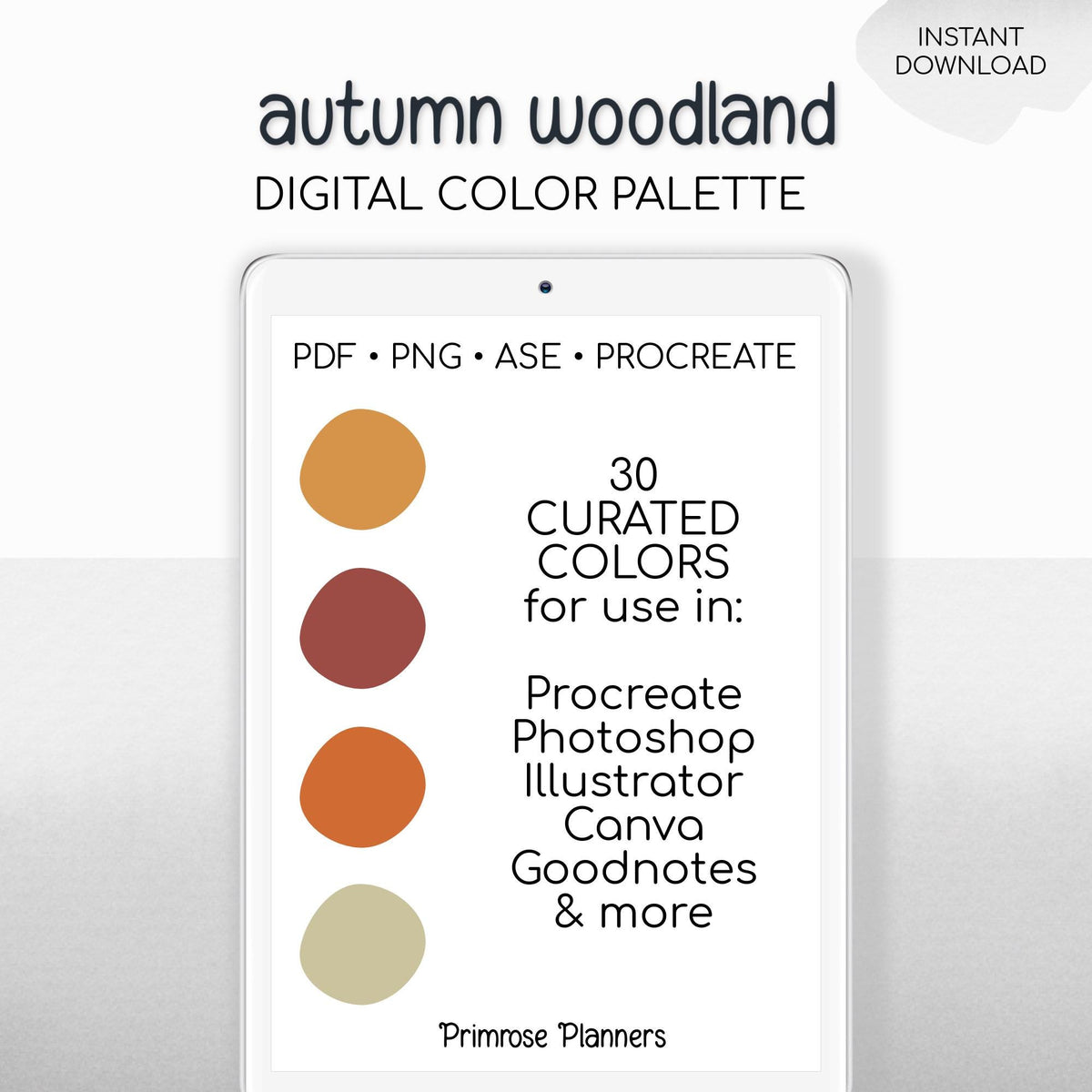 Autumn Woodland Procreate Palette, Fall Forest Color Swatches, Moody Warm Aesthetic Digital Download