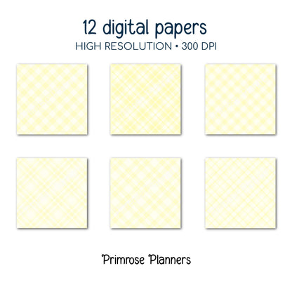 Pastel Yellow Plaid, Seamless Digital Paper, Soft Buttercream Tartan, Spring Buffalo Check, Aesthetic Printable Patterns, Commercial Use