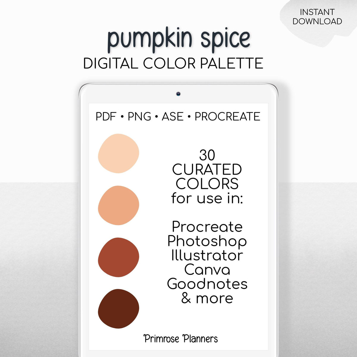 Pumpkin Spice Procreate Color Palette | Burnt Orange Sage Fall Swatches | Cozy Autumn Earthy iPad Colors