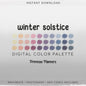 Winter Solstice Procreate Palette & Photoshop Swatches, Hazy Pale Yellow Pink Purple Blue, Dreamy Sunset, Hex Codes