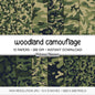 Woodland Camouflage Digital Paper, Army Green Hunting Scrapbook Backgrounds (Instant Download)
