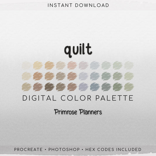 Neutral Cottagecore Procreate Palette, Sage Green, Beige Color Swatches, Steel Blue Aesthetic Digital Download