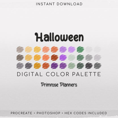 Halloween Digital Color Palette - Color Chart | Goodnotes Tool | iPad Procreate | Digital Download | Halloween Color Palette | HEX Codes