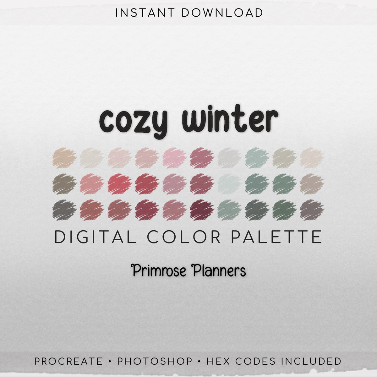 Cozy Winter Digital Color Palette - Color Chart | Goodnotes Tool | iPad Procreate | Digital Download | Winter Color Palette | HEX Codes