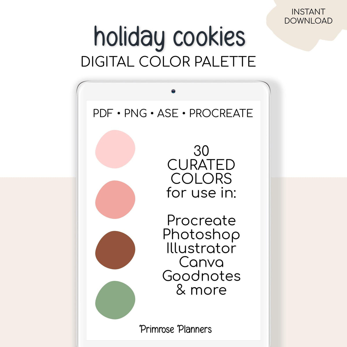 Holiday Cookies Digital Color Palette - Color Chart | Goodnotes Tool | iPad Procreate | Digital Download | Holiday Color Palette | HEX Codes