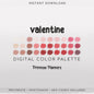 Valentine Digital Color Palette - Color Chart | Goodnotes Tool | iPad Procreate | Digital Download | Pink and Red Color Palette | HEX Codes
