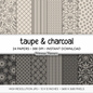 Moody Neutral Paper Pack | Scandinavian Minimalist Background | Retro Boho Line Art | Earthy Scrapbook Pages
