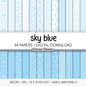 Sky Blue and White Digital Paper, Minimalist Boho Patterns, Cloud Blue Scrapbooking, Baby Boy & Nursery Print