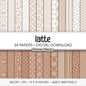 Latte and White Digital Paper, Minimalist Boho Patterns, Creamy Tan Scrapbooking, Coffee Aesthetic Planner Print