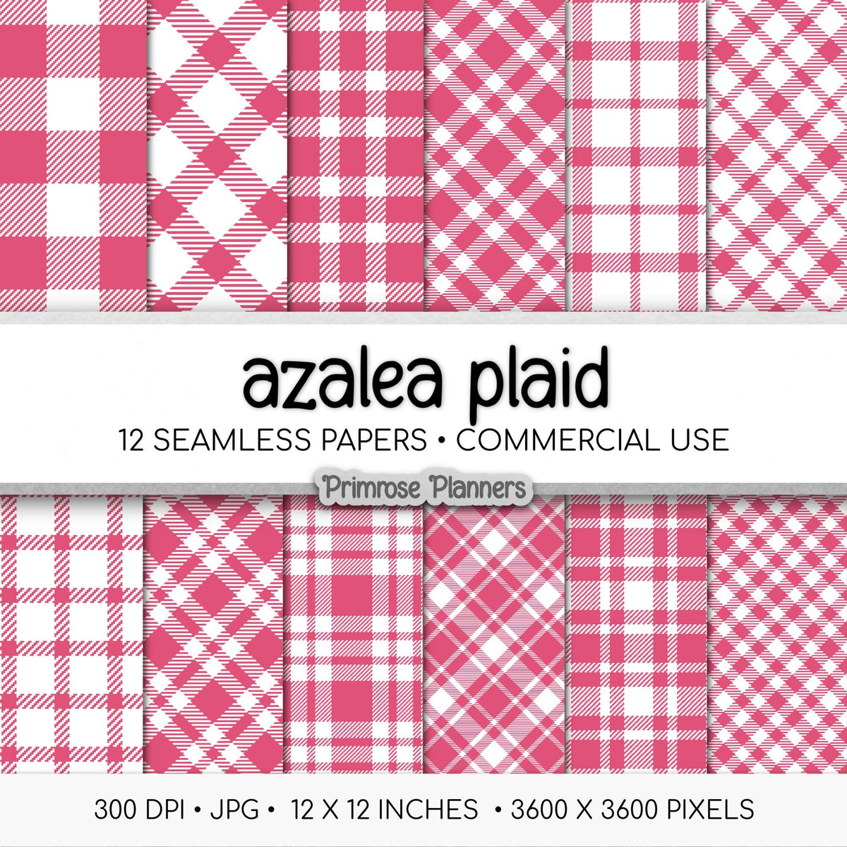 Seamless Azalea Hot Pink Plaid Digital Paper, Buffalo Check, Fuchsia Tartan Patterns, Preppy Scrapbook, Commercial Use, 300 DPI