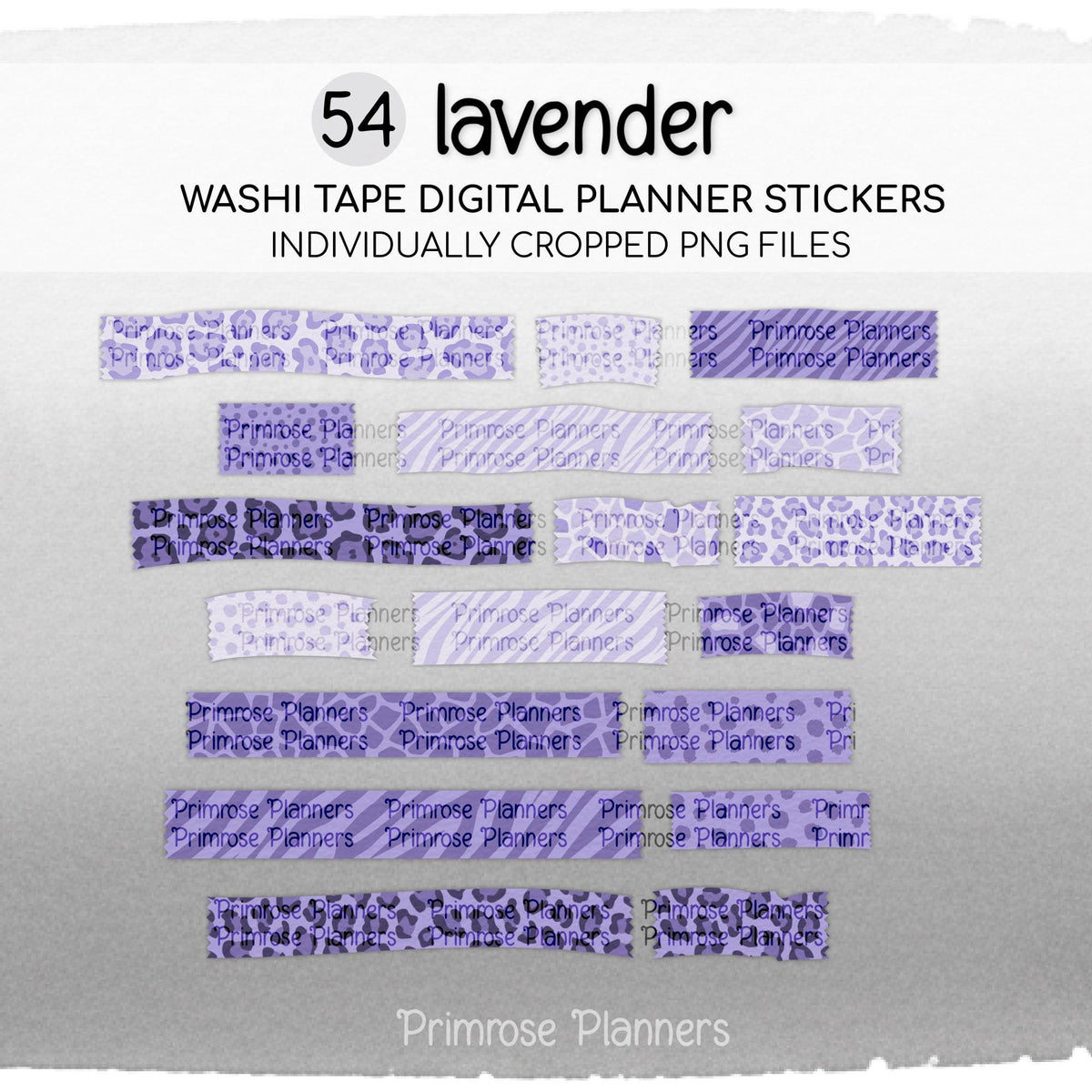 Lavender Safari Animal Print & Camo Digital Washi Tape Planner Stickers