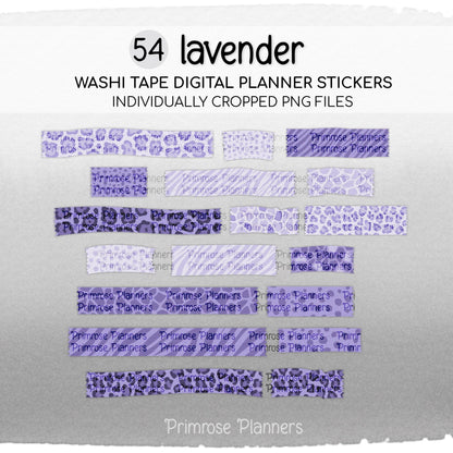 Lavender Safari Animal Print & Camo Digital Washi Tape Planner Stickers