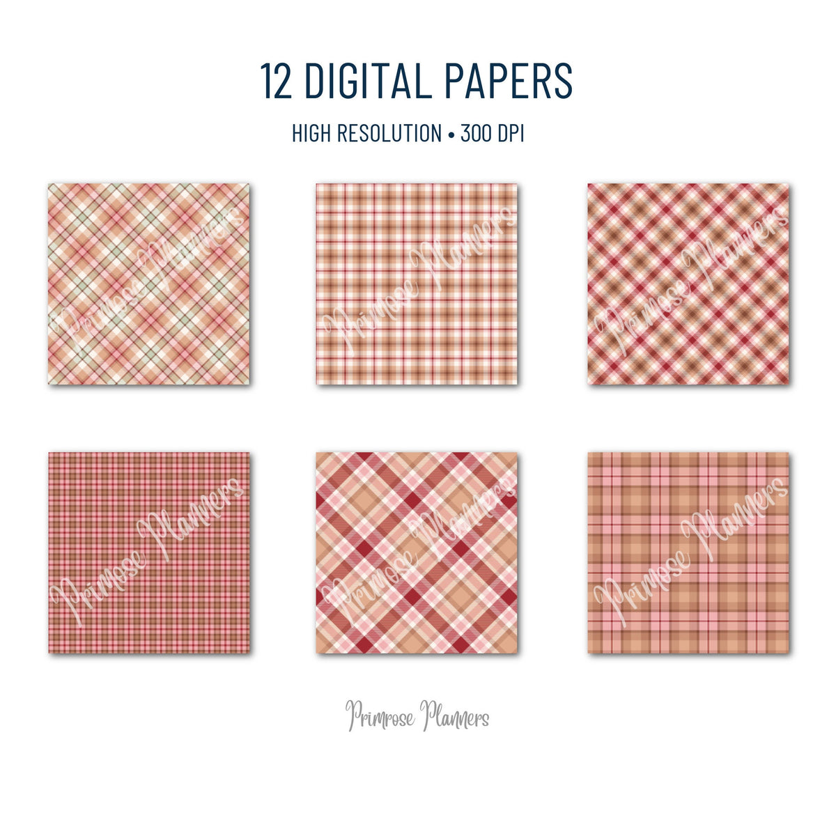 Chocolate Brown and Pink Patterns, Maroon Buffalo Check, Rustic Heart Day Backgrounds, Valentine Plaid Digital Paper, Commercial Use
