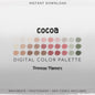 Cocoa Procreate Palette & Photoshop Swatches, Chocolate Brown Maroon Blush Pink Sage Green, Cozy Warm, Hex Codes