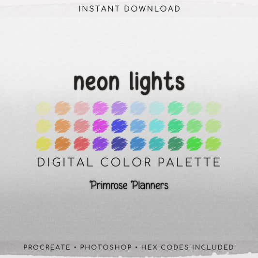 Neon Procreate Palette, 30 Vibrant Summer Color Swatches, Fluorescent Bright Aesthetic Digital Download