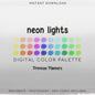 Neon Procreate Palette, 30 Vibrant Summer Color Swatches, Fluorescent Bright Aesthetic Digital Download