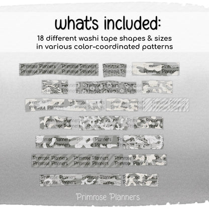 Digital Washi Tape Stickers Neutral Camo & Animal Print GoodNotes