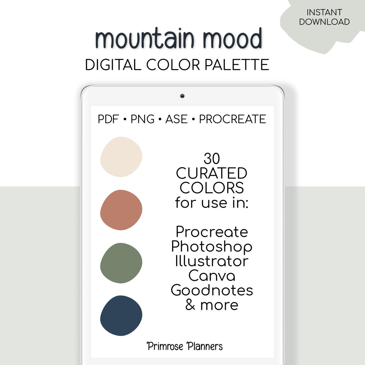 Mountain Mood Digital Color Palette - Color Chart | Goodnotes Tool | iPad Procreate | Digital Download | Forest Color Palette | HEX Codes