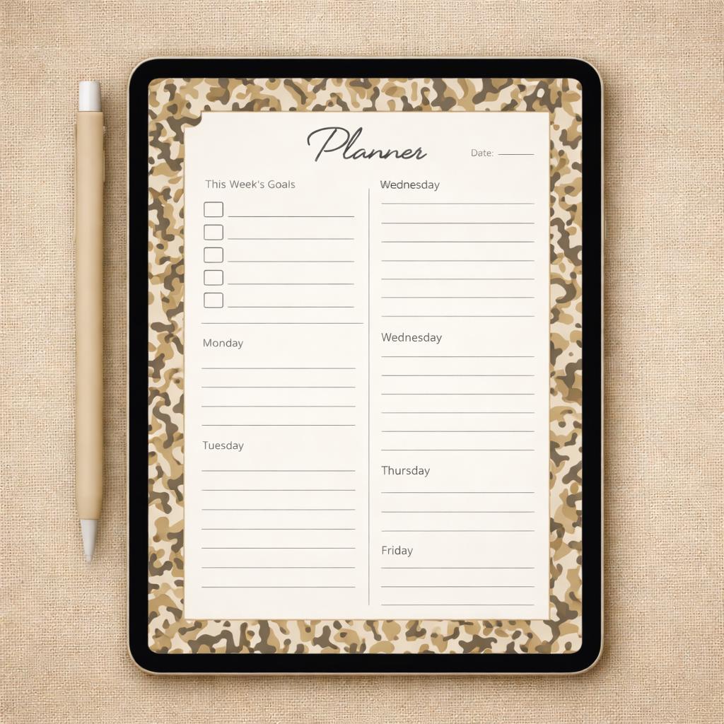 Desert Camouflage Digital Paper Pack, Dusty Brown Army Craft Pattern (Instant Download)