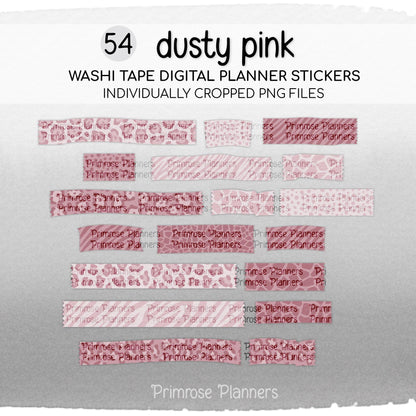 Digital Washi Tape Stickers, Dusty Pink Camo, Animal Print, GoodNotes