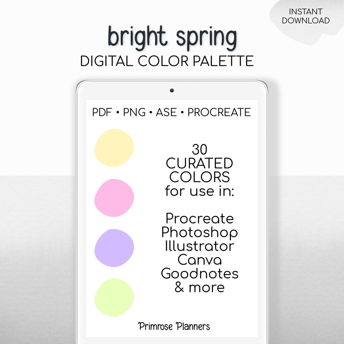 Bright Spring Procreate Palette & Photoshop Swatches, Vivid Rainbow Colors, Easter Pastel Aesthetic, Hex Codes, Digital Art Tool
