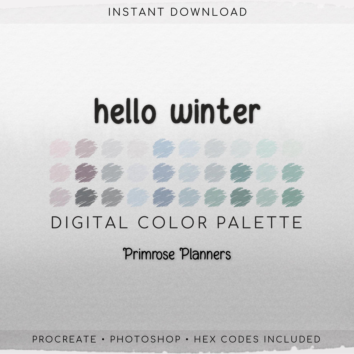 Procreate Color Palette Pastel Cool Tones | Winter Pink Blue Teal Green | Icy Frosty iPad Swatches