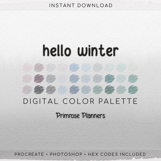 Procreate Color Palette Pastel Cool Tones | Winter Pink Blue Teal Green | Icy Frosty iPad Swatches