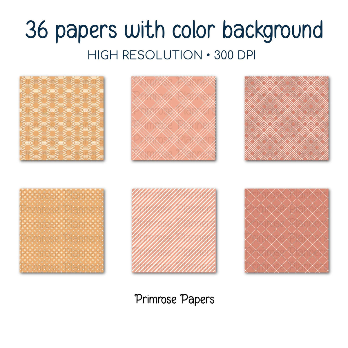 Sunkissed Digital Paper Bundle | Minimal Floral, Geometric Patterns | Warm Peach, Apricot, Terracotta | Boho Sunshine Scrapbook
