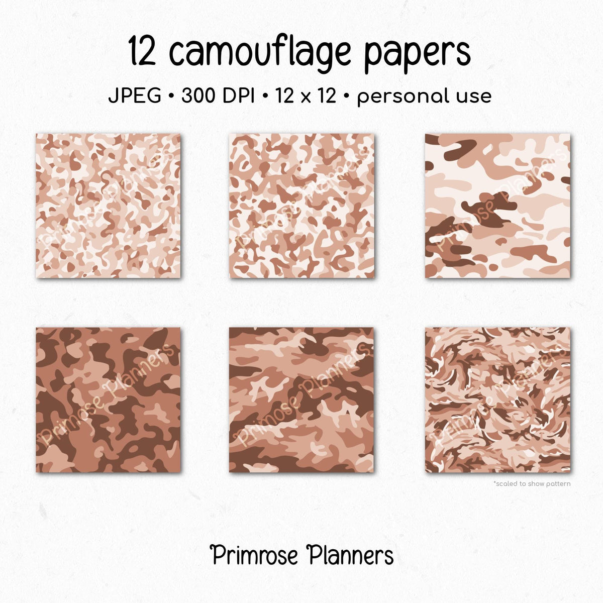 Dusty Peach Camouflage Digital Paper Pack, Western Scrapbook Backgrounds (Digital Download)