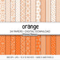 Orange Digital Paper Pack, Minimal Boho Floral Patterns, Bright Orange & White Scrapbook, Vibrant Citrus Background