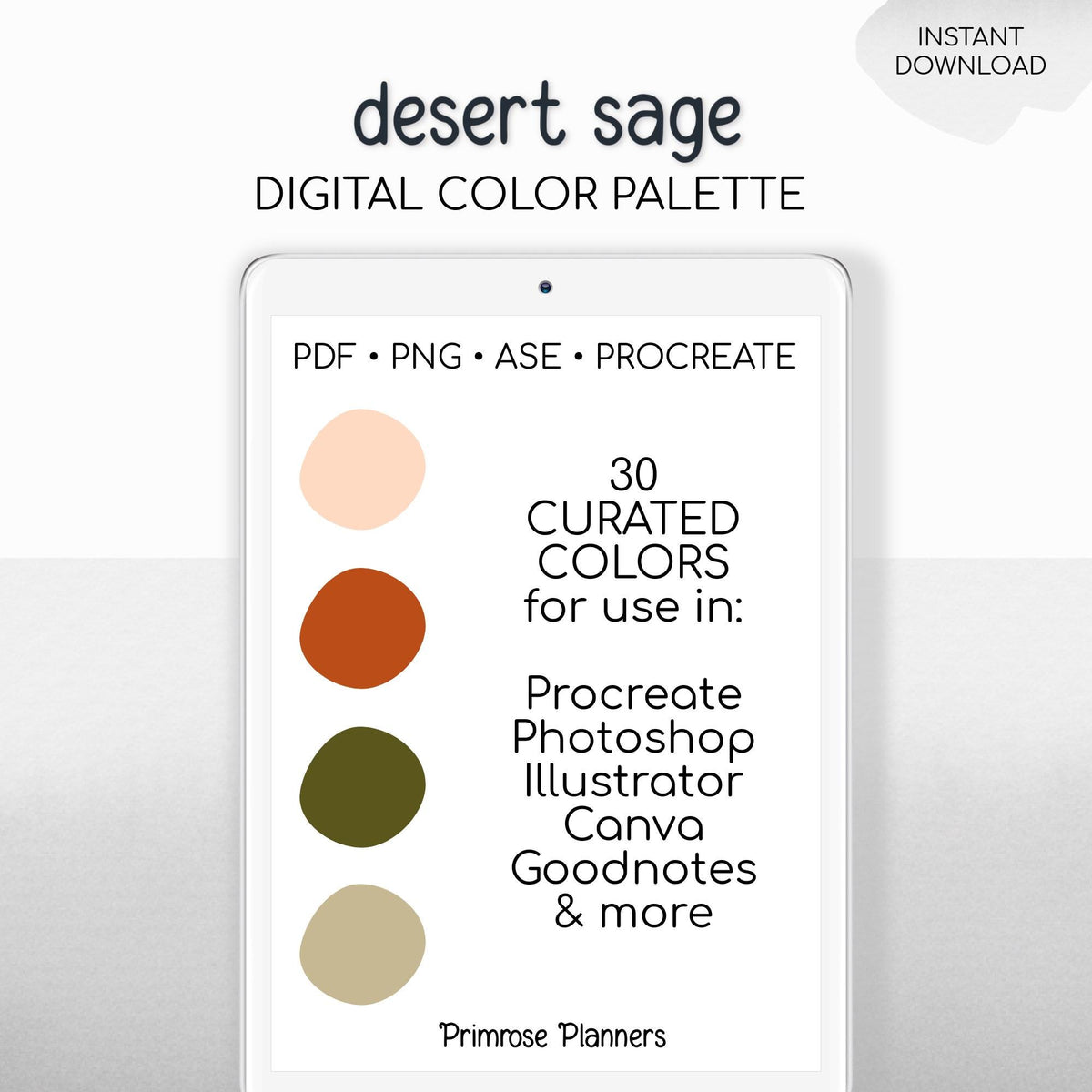 Muted Desert Procreate Palette & Photoshop Swatches, Boho Tan Orange Rose Green, Earthy Terracotta, Hex Codes