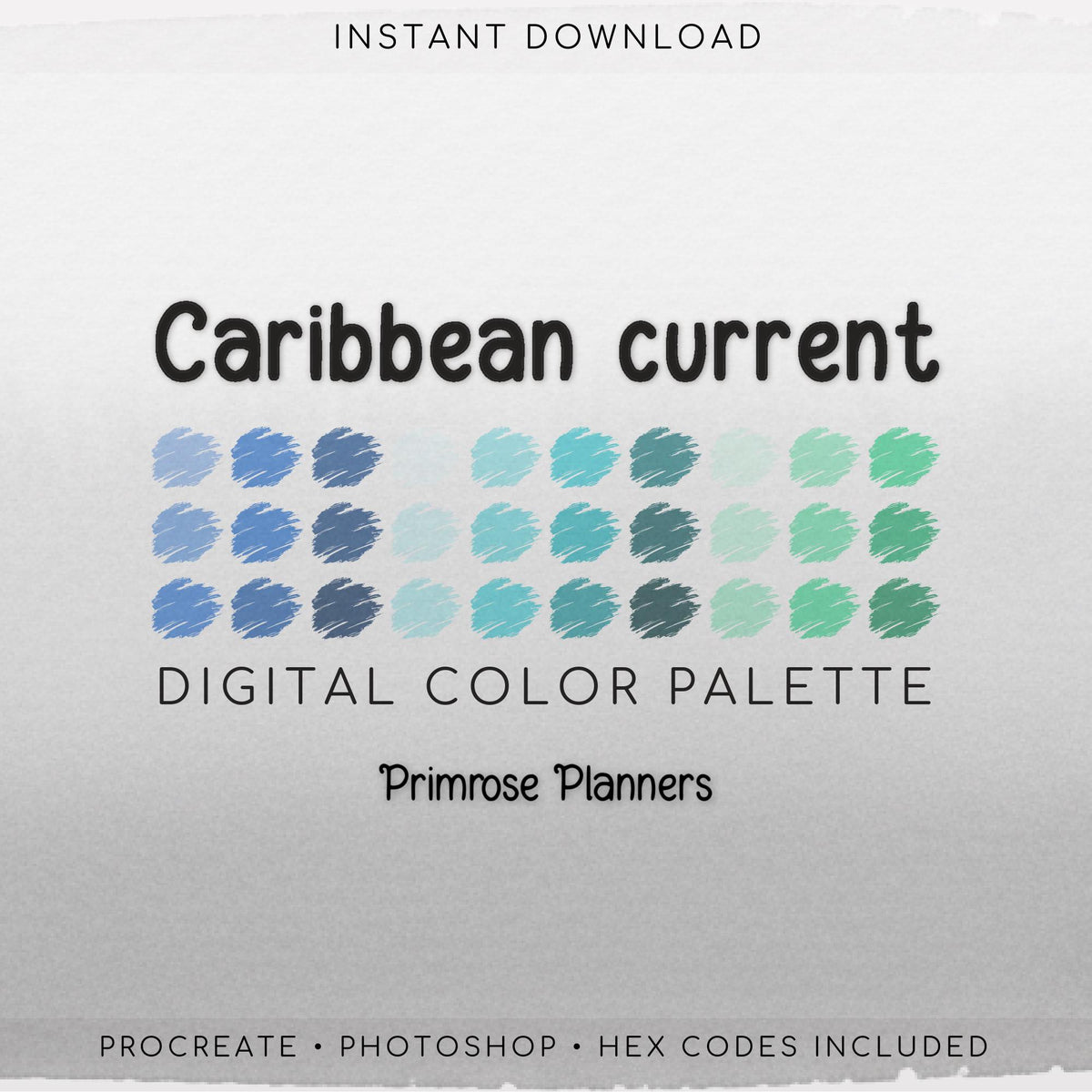 Ocean Blue Procreate Color Palette | Bright Aqua Teal Green Swatches | Tropical Mermaid Digital Art Tools