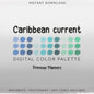 Ocean Blue Procreate Color Palette | Bright Aqua Teal Green Swatches | Tropical Mermaid Digital Art Tools