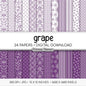 Grape and White Digital Paper, Minimalist Boho Patterns, Vibrant Royal Purple Scrapbooking, Kids & Party Print