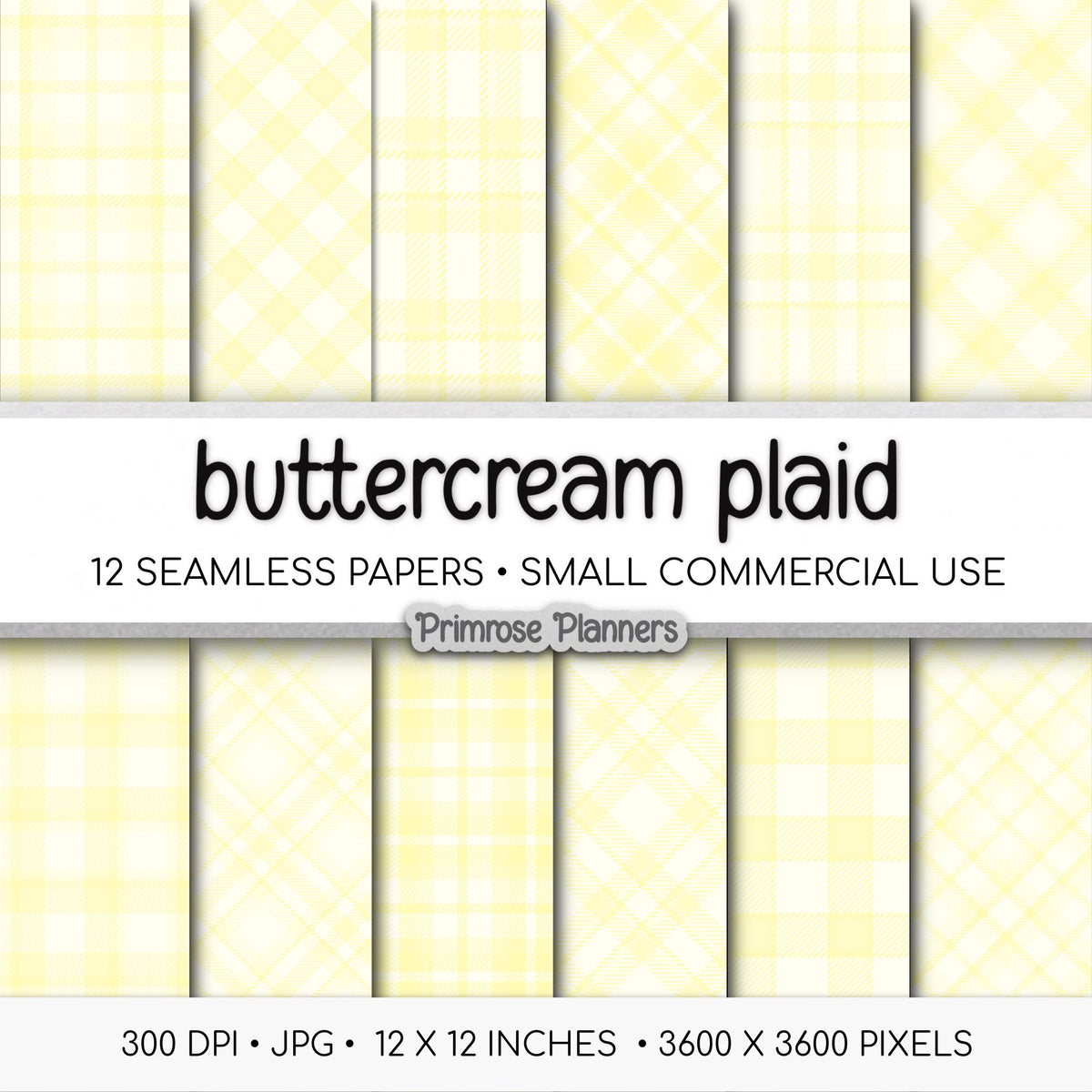 Pastel Yellow Plaid, Seamless Digital Paper, Soft Buttercream Tartan, Spring Buffalo Check, Aesthetic Printable Patterns, Commercial Use